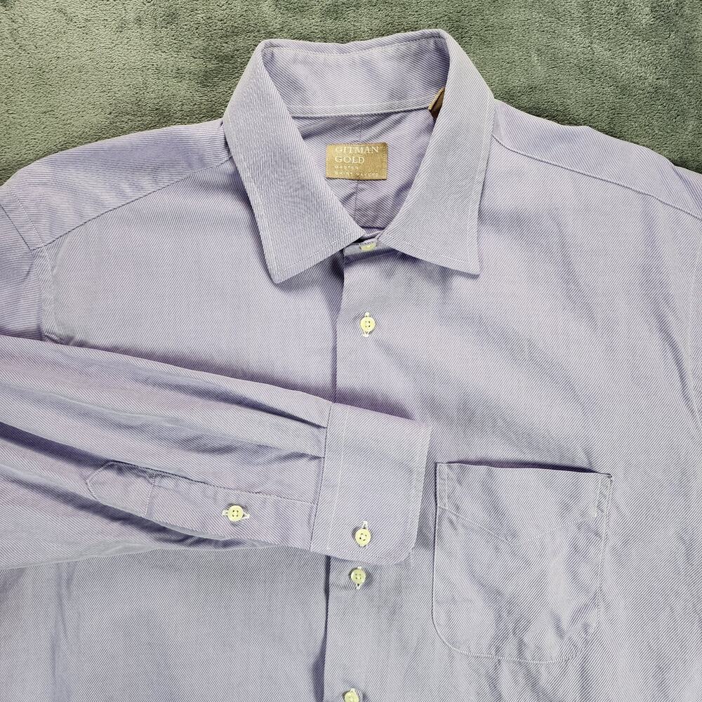 Gitman Gold Master Shirt Makers Mens 16.5/35 Purple Long Sleeve Button Up USA